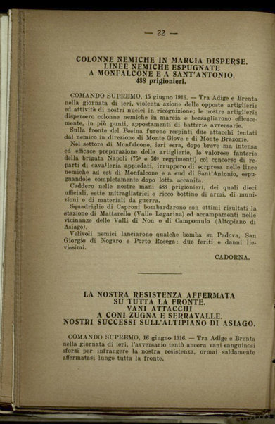 Il diario della nostra guerra : bollettini ufficiali dell'esercito e della marina